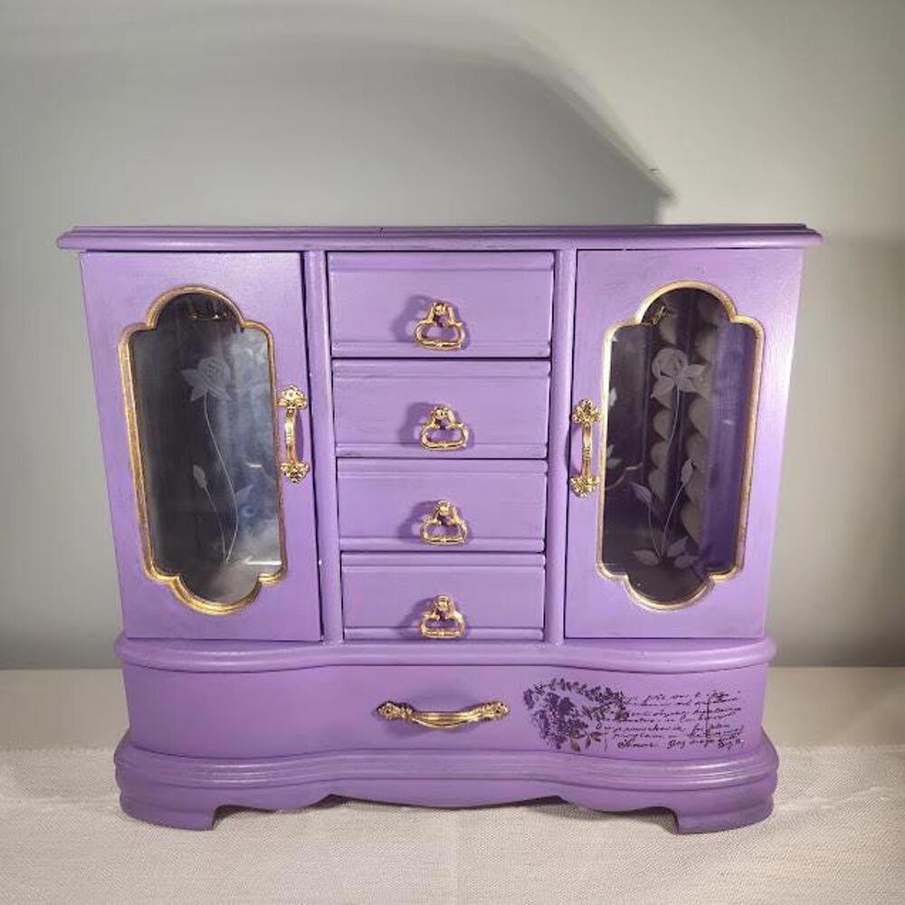 Upcycled Jewelry Box Purple with Gold – Glam Storage for Rings & Necklaces